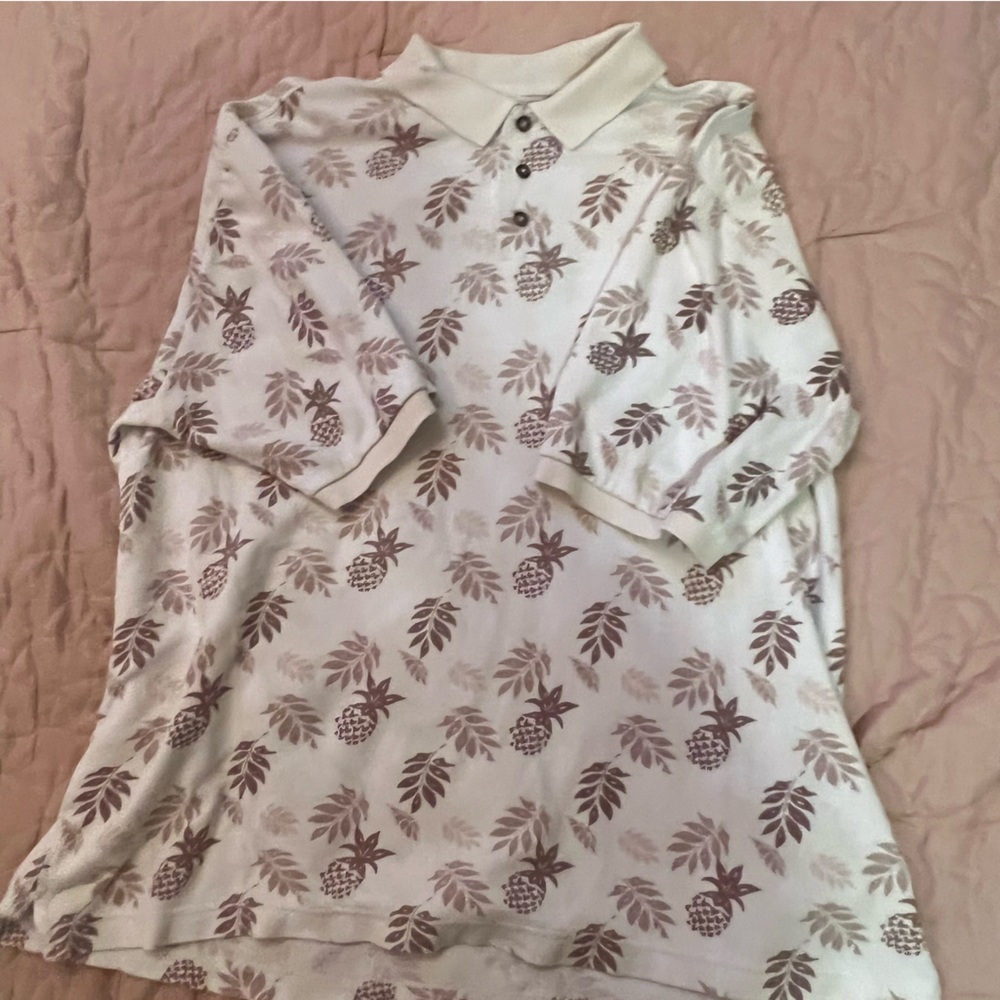 Cream pineapple dad collared shirt